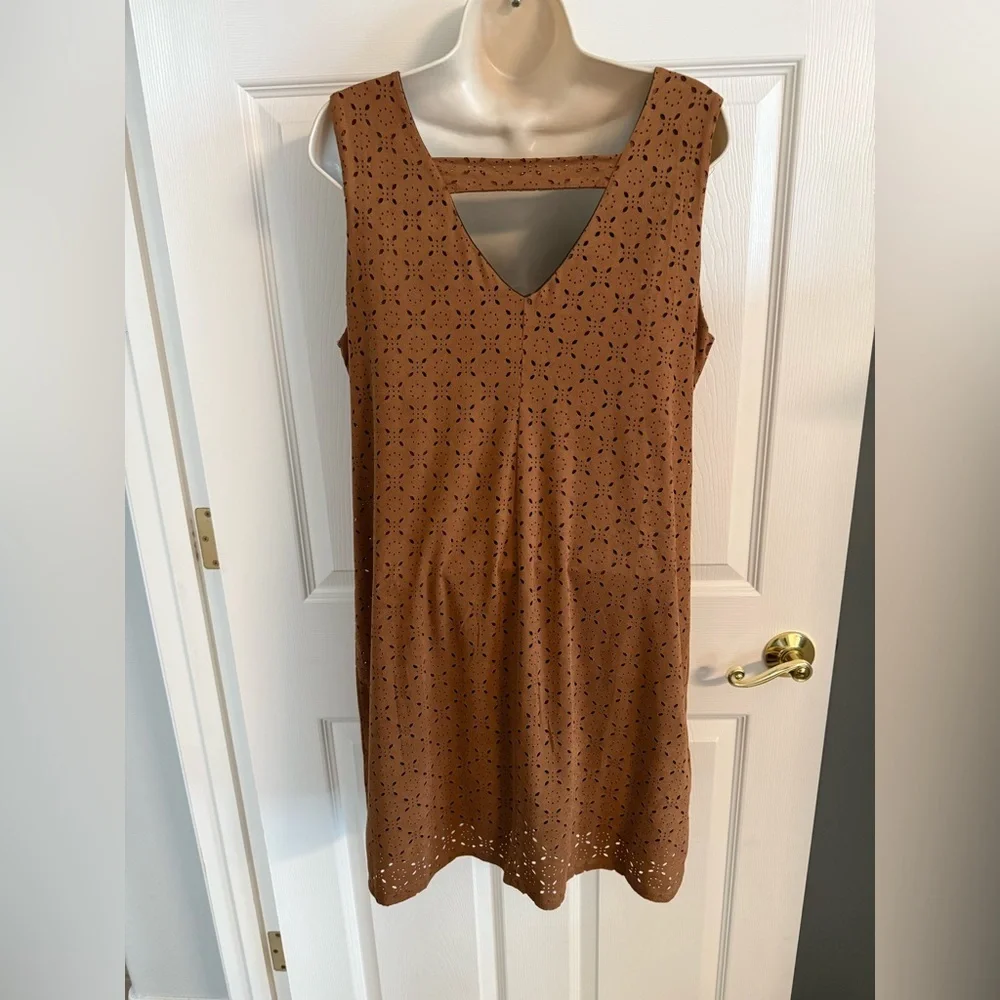 Maurices Brown Suede Eyelet Mini Dress Size M - Picture 2 of 8